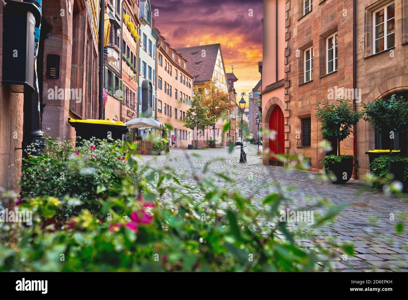 Nurnberg. Famous Weissgerbergasse historic street in Nuremberg old town view, Bavaria region of Germany Stock Photo