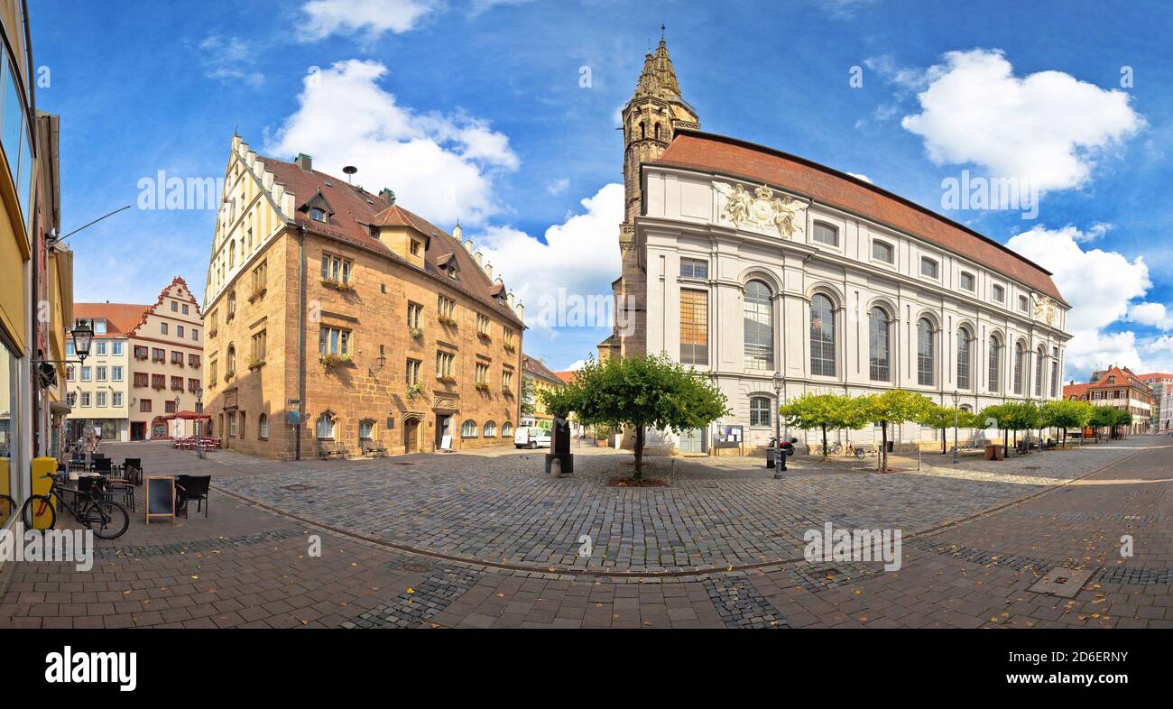 Ansbach. Old town of Ansbach historic street and church panoramic view, Bavaria region of Germany Stock Photo