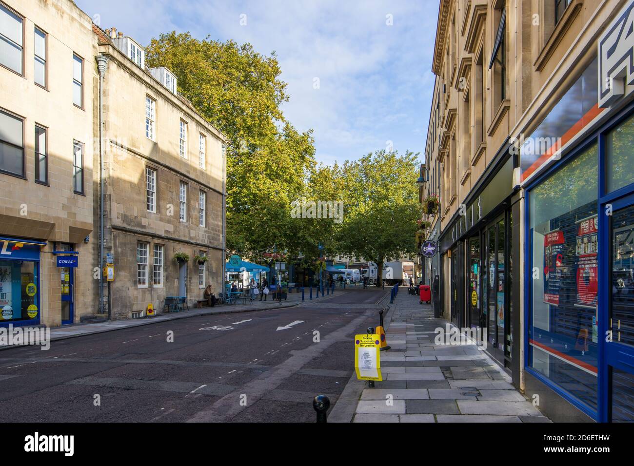 A View up Avon Street in Bath, UK, Looking up towards Kingsmead Square. Stock Photo