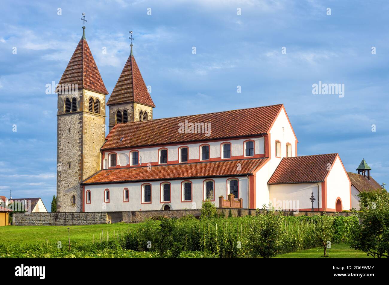 Church of St Peter and Paul in Reichenau Island, Germany. It is famous landmark of Baden-Wurttemberg. Medieval Christian building, Romanesque architec Stock Photo