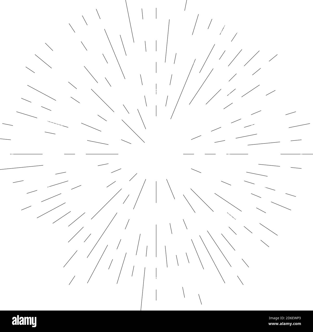 Radial, radiating lines abstract burst element. Concentric whirligig ...