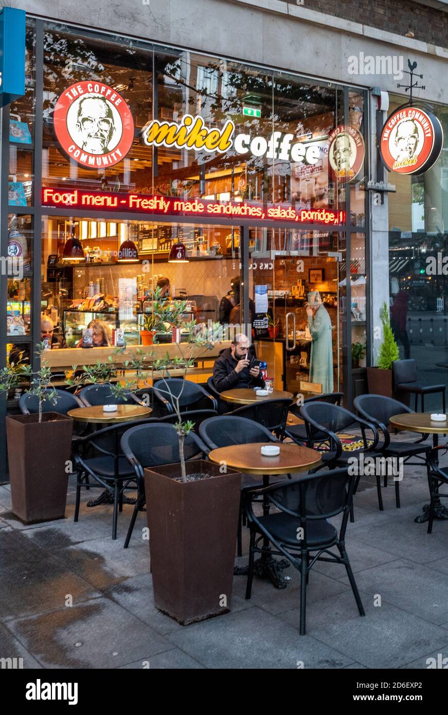 Mikel Coffee Shop London  - Mikel Coffee Company is a Greek based coffee shop chain with around 250 stores worldwide. Mikel Coffeehouse, Stock Photo