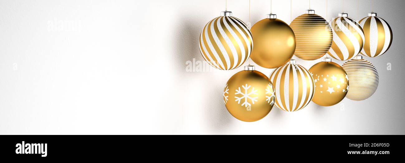 gold-and-white-christmas-baubles-with-different-designs-hanging-in