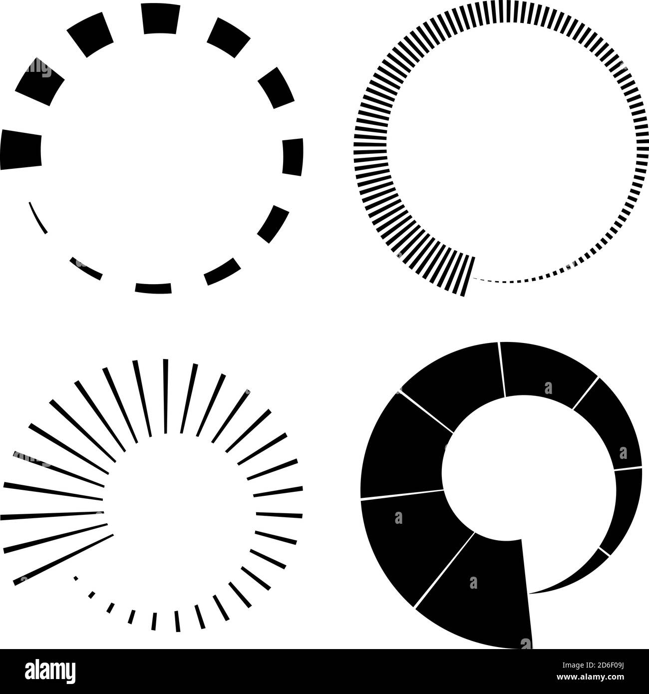 Set of Circular radial, radiating lines, beams, rays. Geometric circle ...