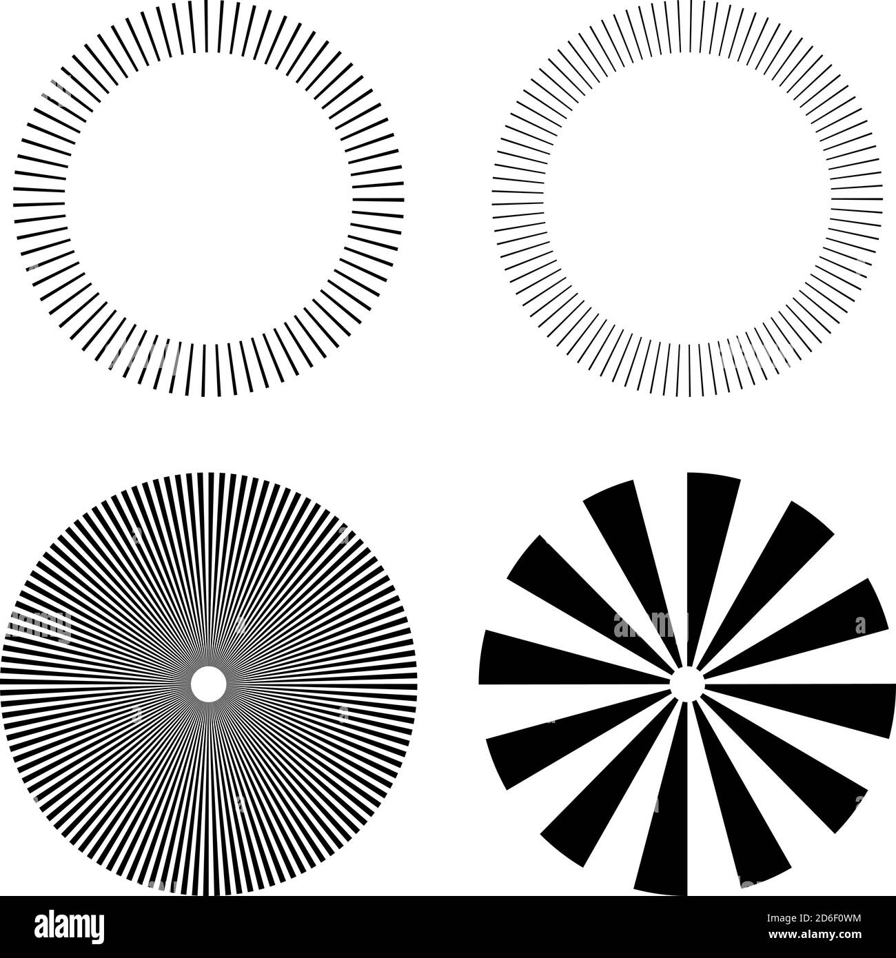 Set of Circular radial, radiating lines, beams, rays. Geometric circle ...