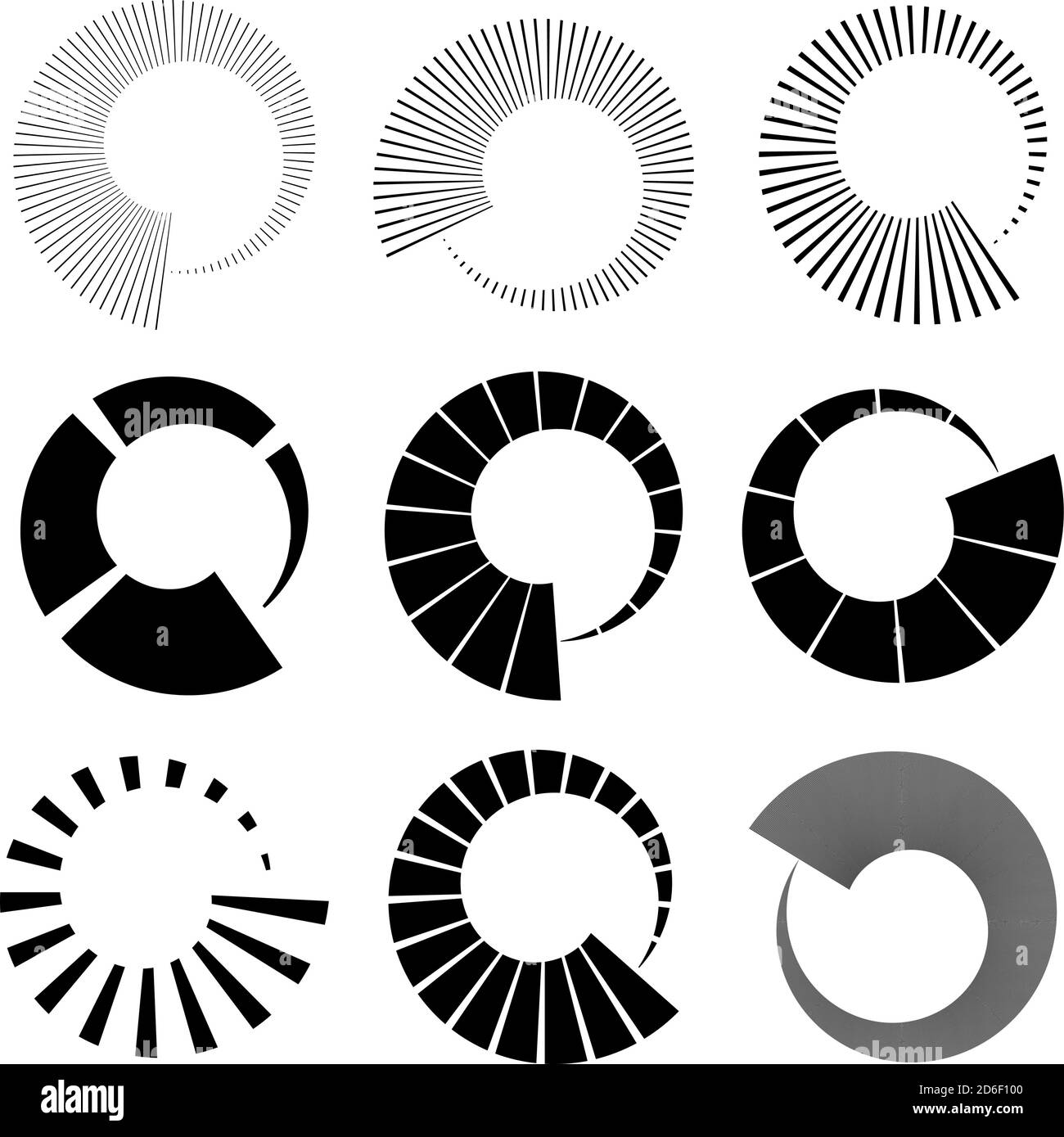 Vector Radiating Circle Set of Circular radial, radiating lines, beams, rays. Geometric circle ...