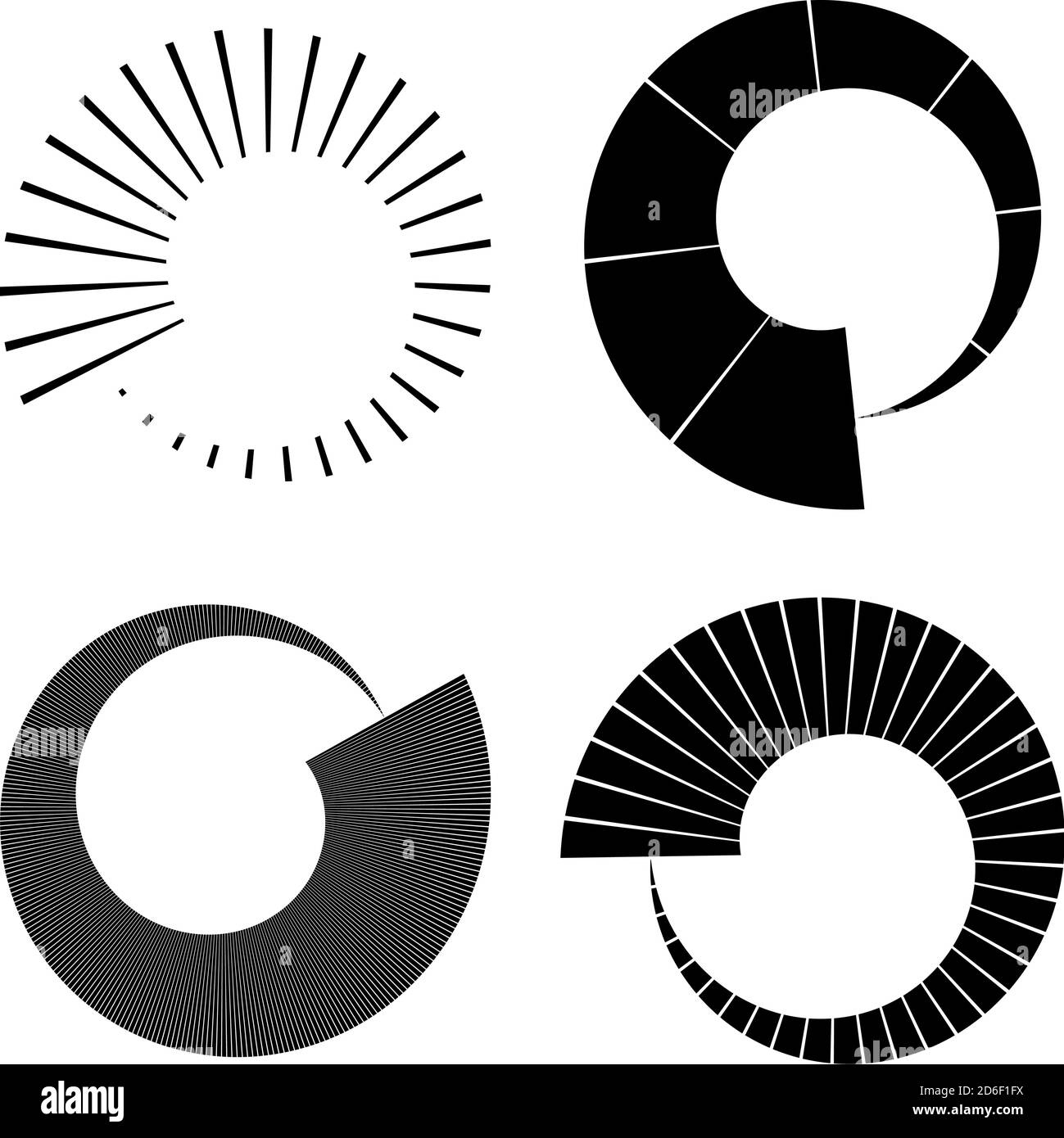 Set of Circular radial, radiating lines, beams, rays. Geometric circle ...