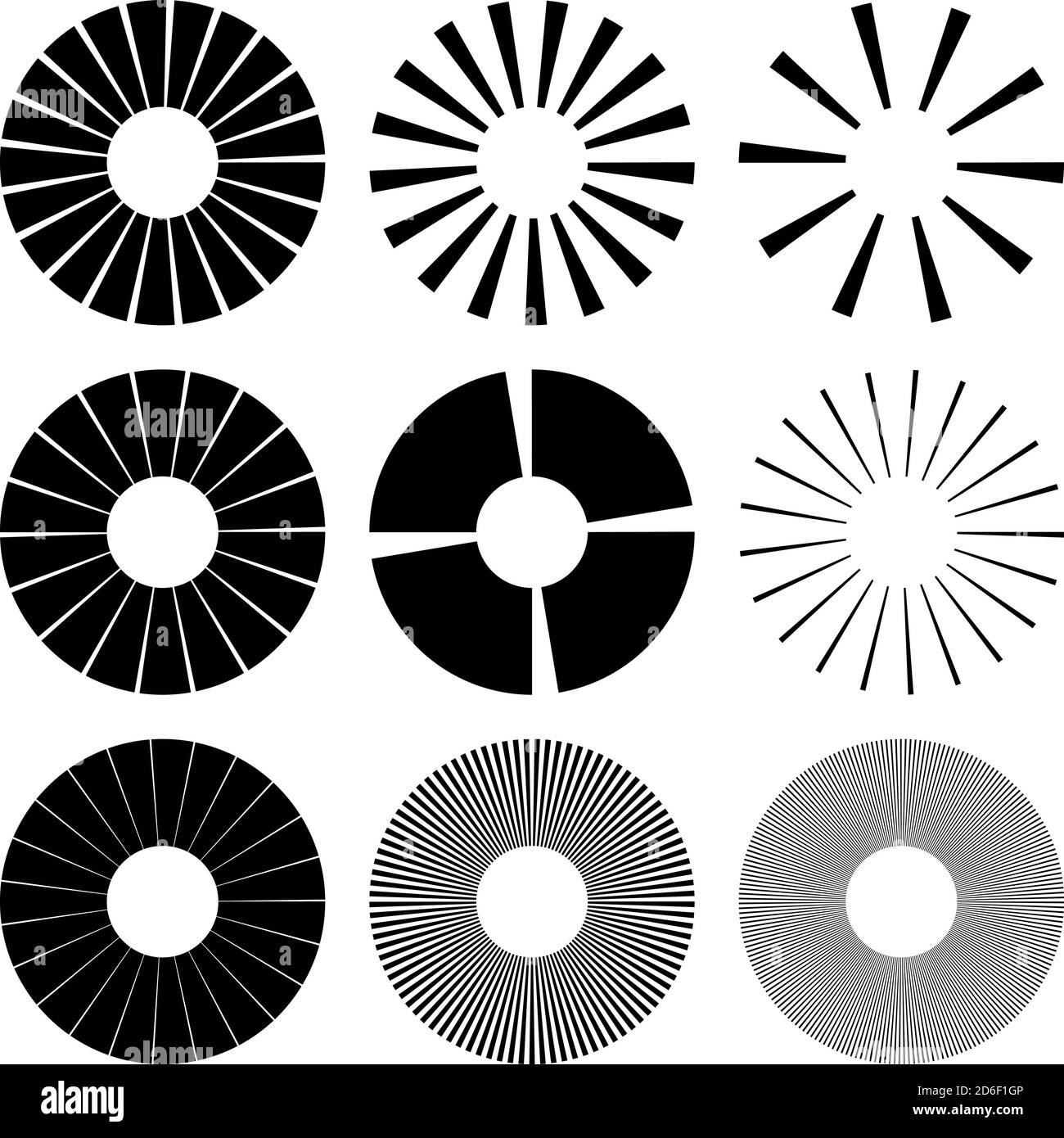 Set of Circular radial, radiating lines, beams, rays. Geometric circle ...