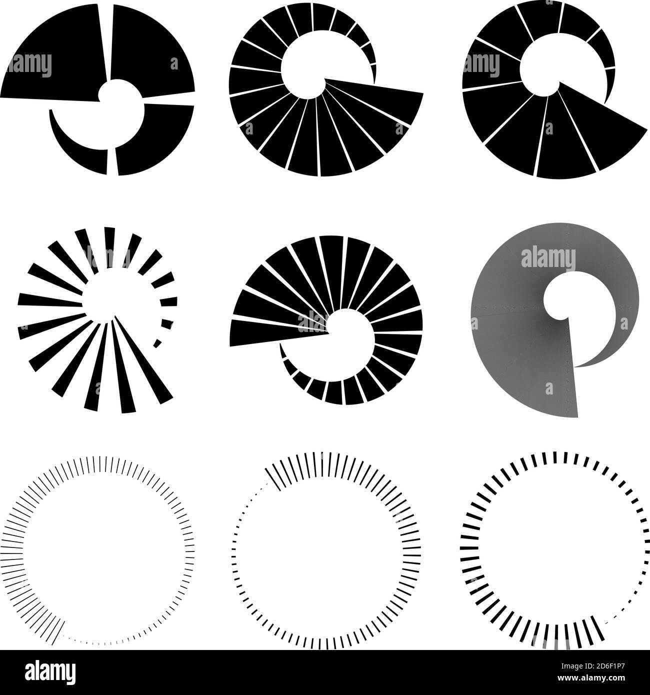 Set of Circular radial, radiating lines, beams, rays. Geometric circle ...