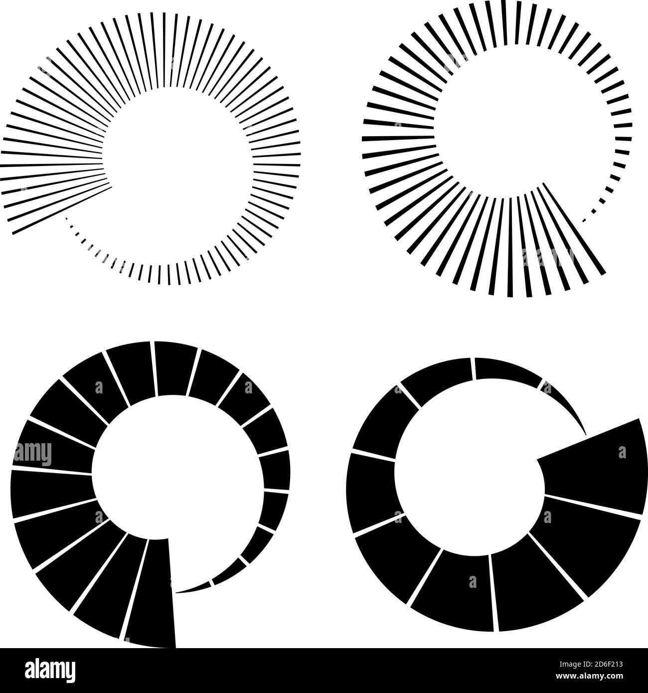 Set of Circular radial, radiating lines, beams, rays. Geometric circle ...