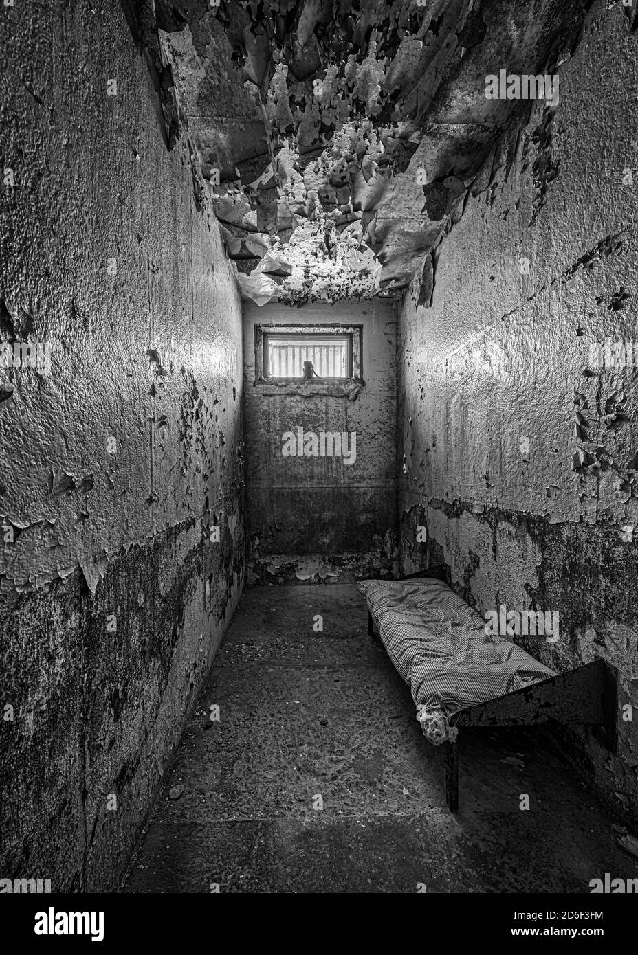 Cell on Death Row of the Joliet State Prison on 1125 Collins Street in Joliet, Illinois Stock Photo