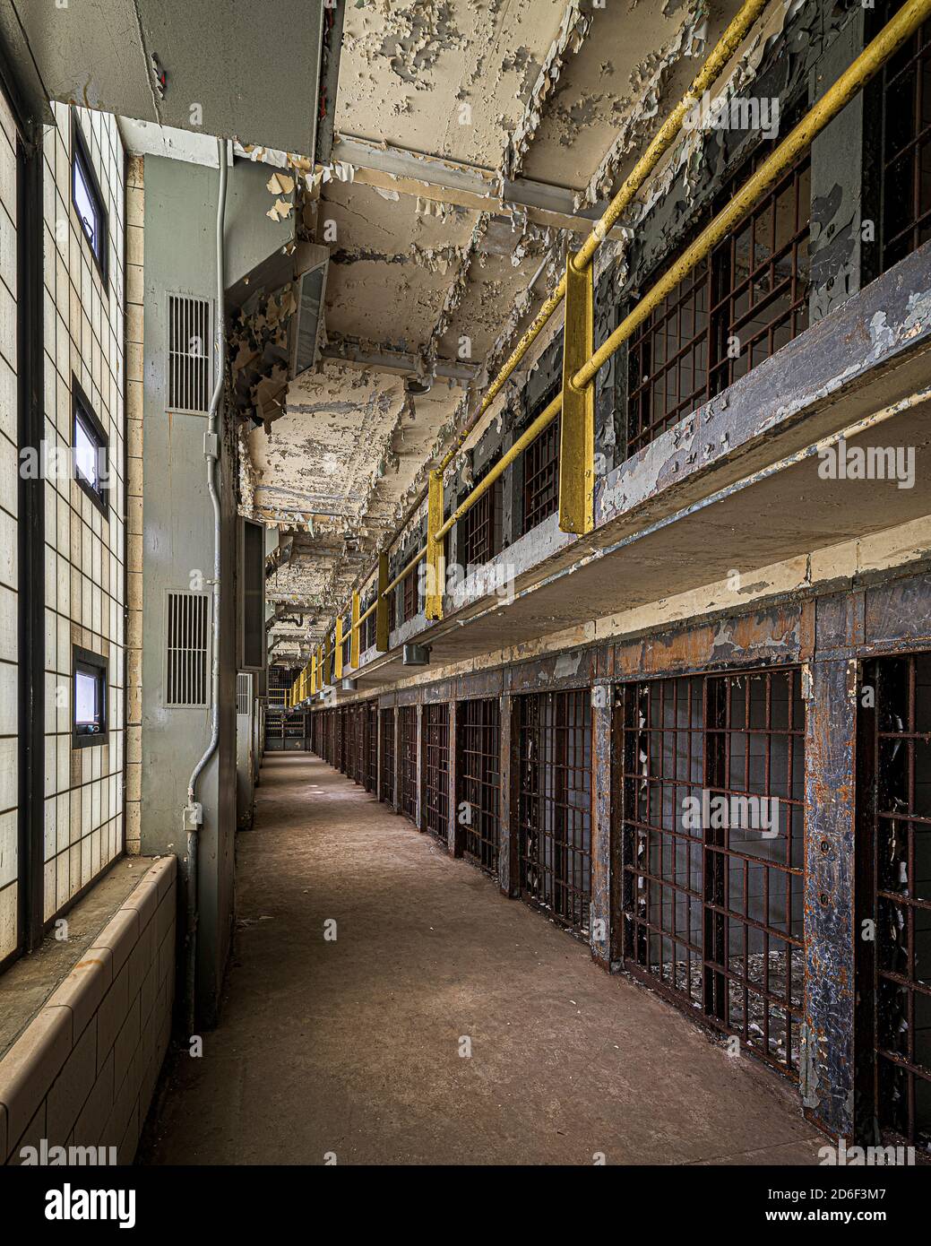 Abandoned East Cellhouse of the Joliet State Prison (1865) on 1125 Collins Street in Joliet, Illinois Stock Photo