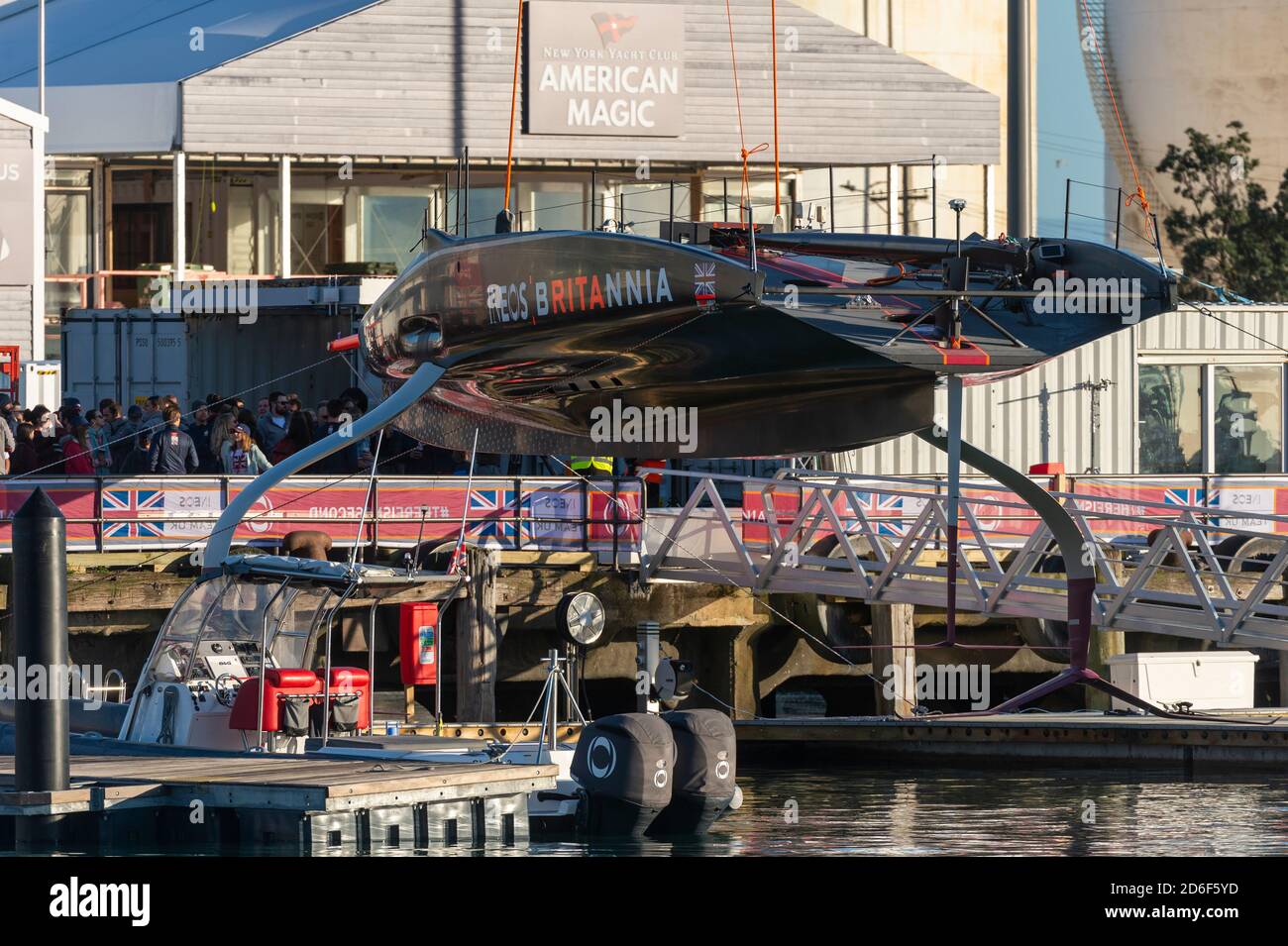 America's Cup team Ineos Team UK Christen and launch their second AC75 Britannia (Rita) at their Base in Auckland. 17/10/2020 Stock Photo