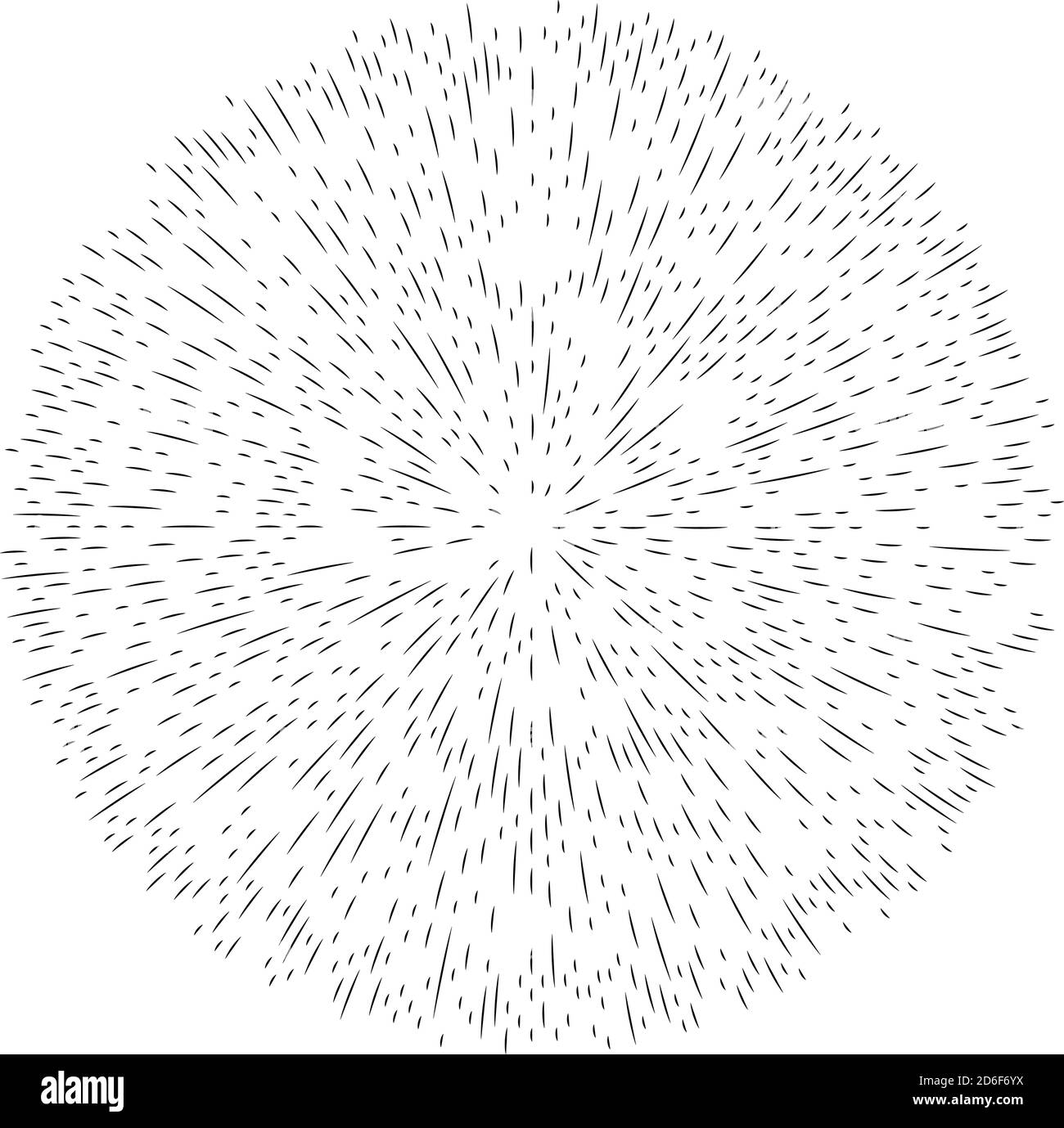 Radial, radiating lines abstract burst element. Concentric whirligig ...