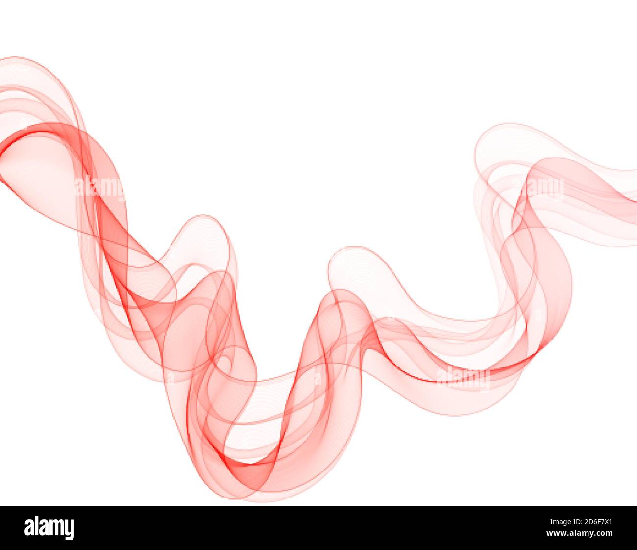 Red abstract wave. Curves isolated on white background Stock Vector