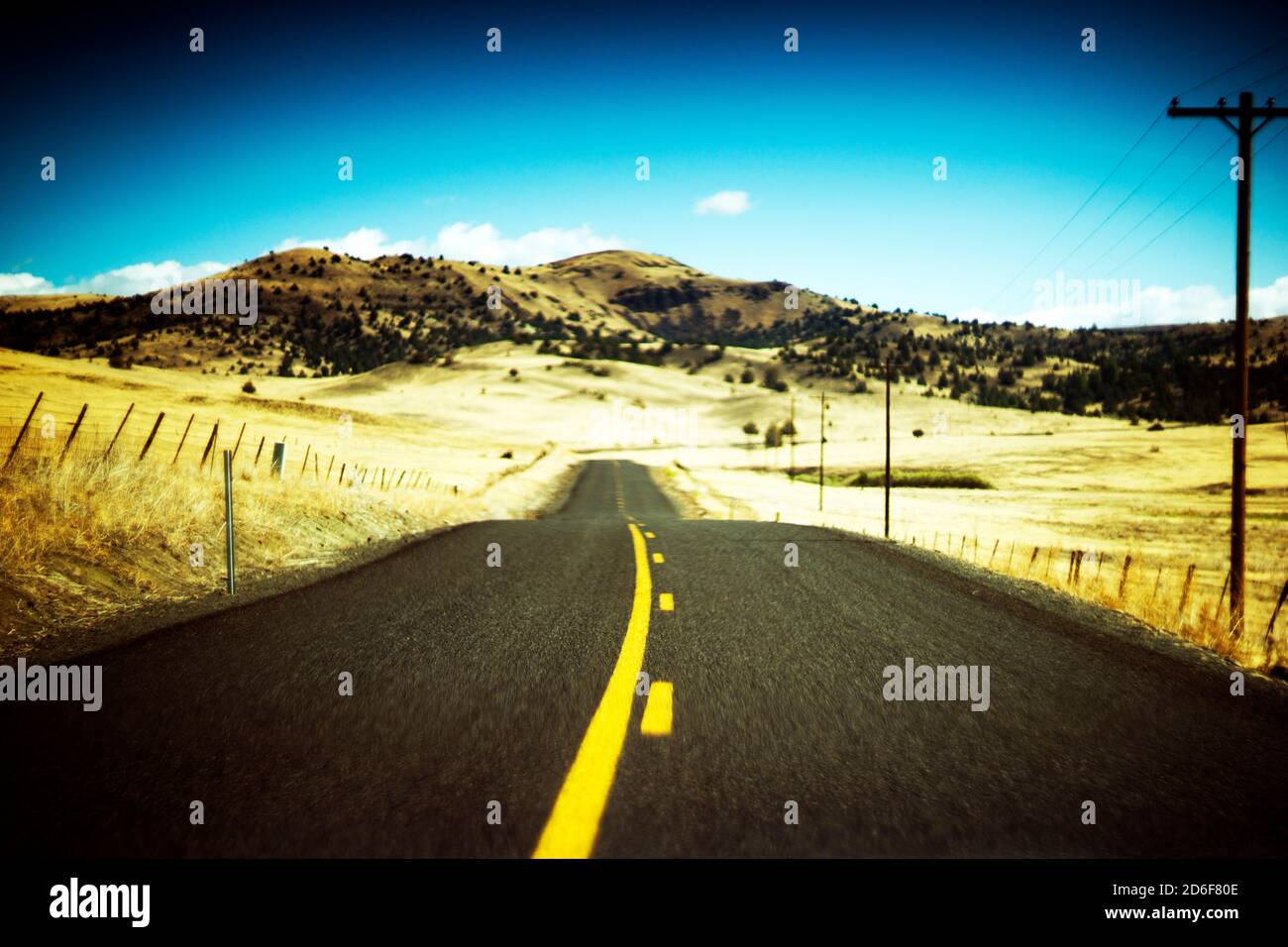 Rural Two-Lane Highway Stock Photo