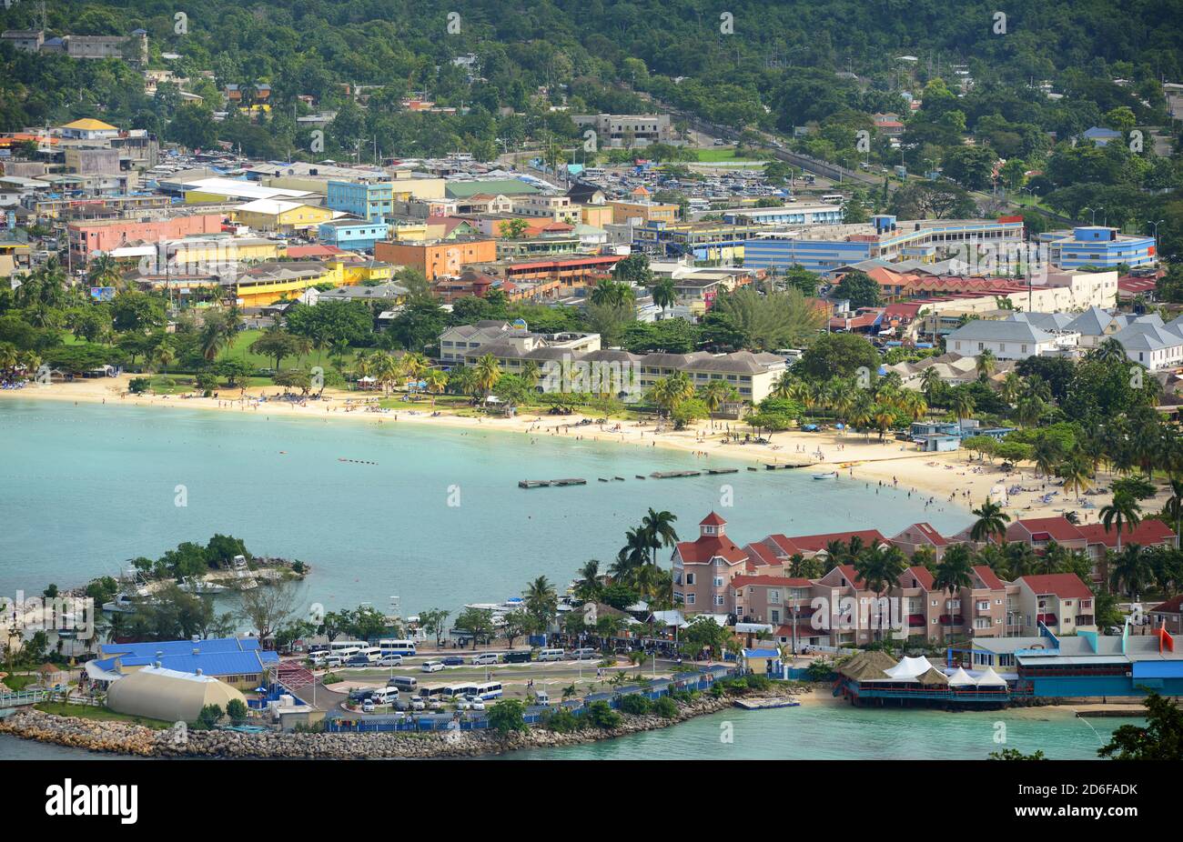 Ocho Rios aerial view from the top of Mystic Mountain, Jamaica. Stock Photo