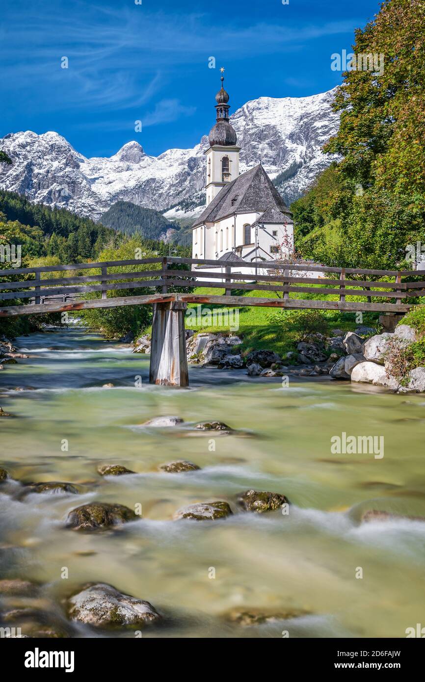Church of Ramsau near Berchtesgaden, Bavaria, Germany Stock Photo