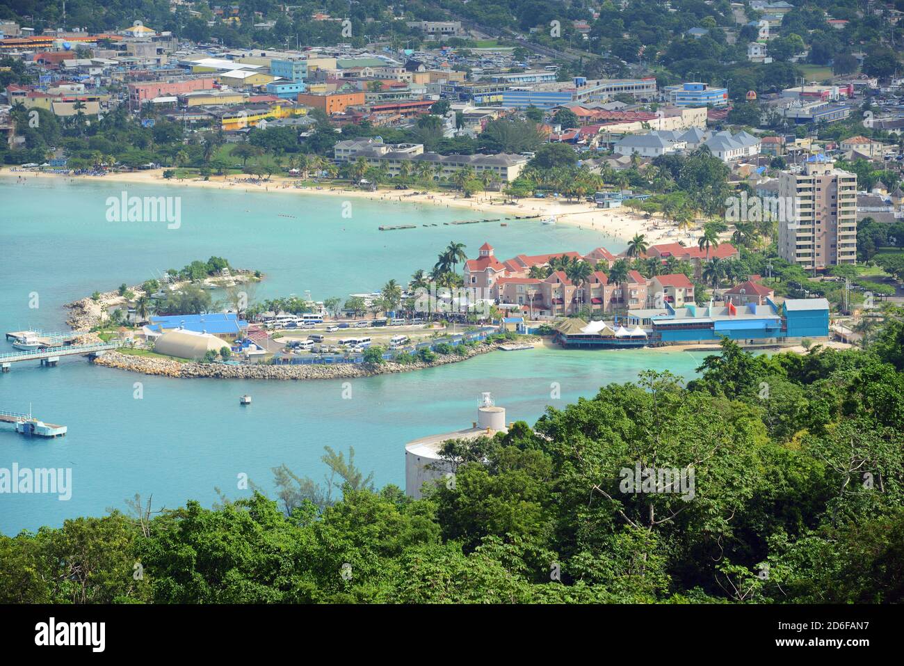 Ocho Rios aerial view from the top of Mystic Mountain, Jamaica. Stock Photo