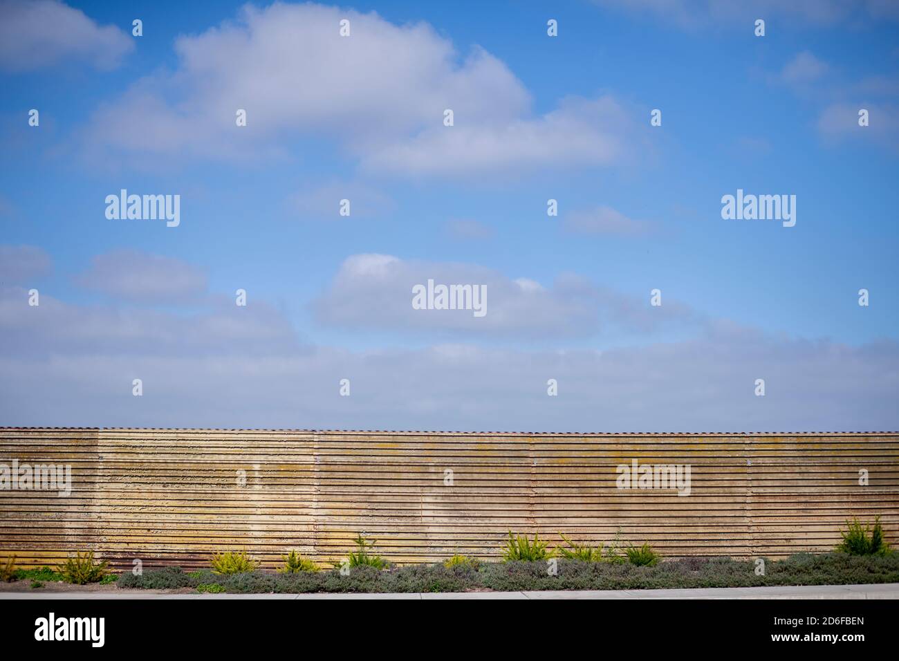 Metal blue corrugated fence hi-res stock photography and images - Alamy