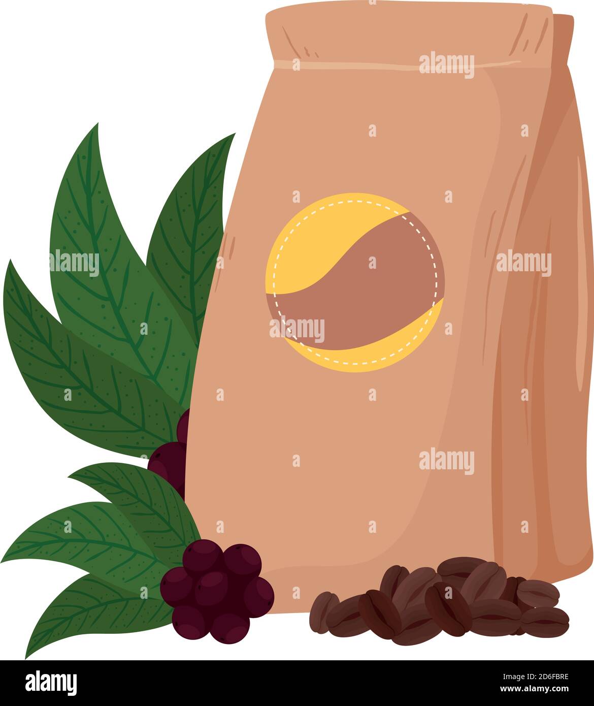 coffee beans bag with leaves vector design Stock Vector Image & Art - Alamy