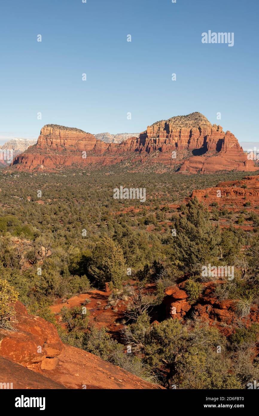 View of valley and Twin Buttes from Bell Rock, Sedona Arizona Stock Photo Alamy