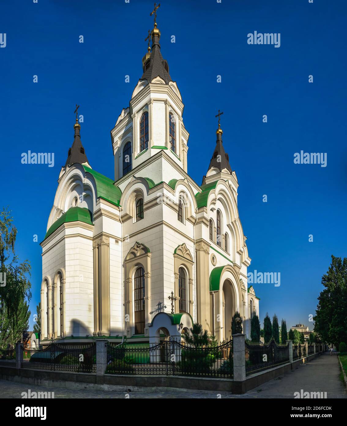 Zaporozhye, Ukraine 07.21.2020. Holy Protection Cathedral in Zaporozhye, Ukraine, on a sunny summer morning Stock Photo