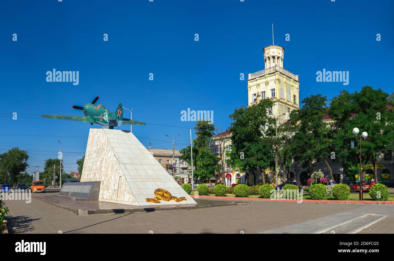 Zaporozhye, Ukraine 07.21.2020. Monument to the Warriors Aviators in Zaporozhye, Ukraine, on a sunny summer morning Stock Photo
