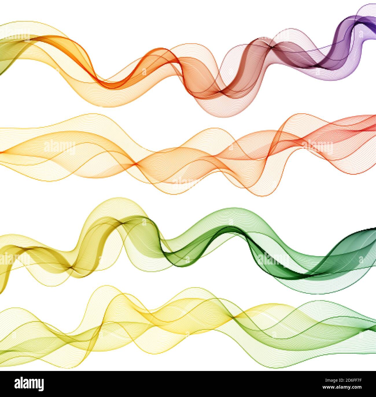 set abstract color wave smoke transparent smooth vector Stock Vector