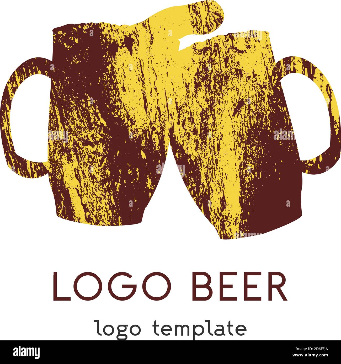 Logo using two clink glasses beer mugs. Stock Vector