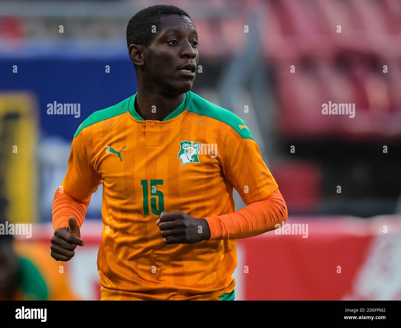UTRECHT, NETHERLANDS -  OCTOBER 13: Max Gradel of Ivory Coast during the international friendly  match between Japan and Ivory Coast at on October 13, 2020 in Utrecht, The Netherlands. (Photo by Gerrit van KeulenOrange Pictures) Stock Photo