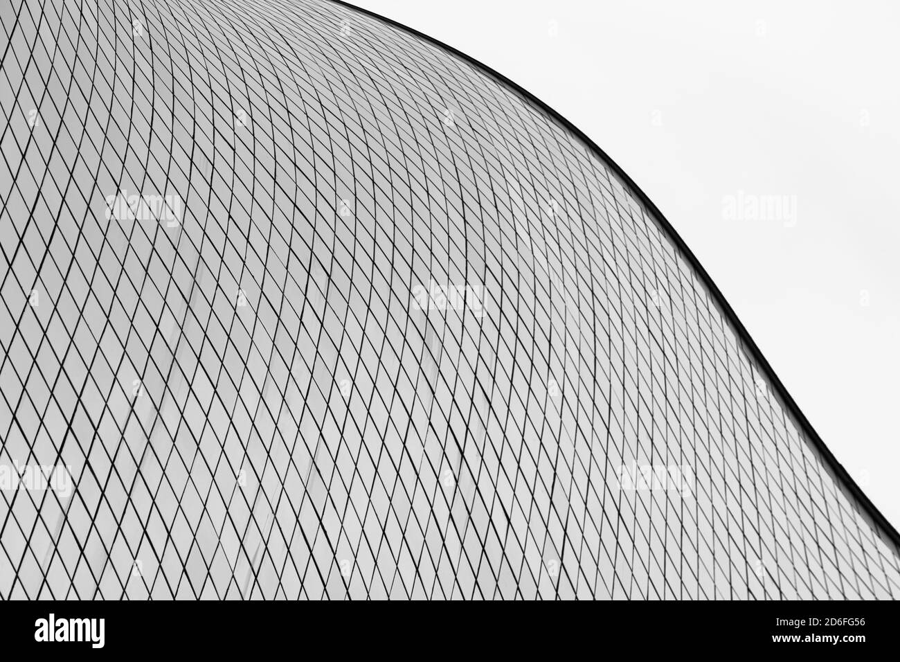 curve line of black and white architecture design mesh wall background Stock Photo