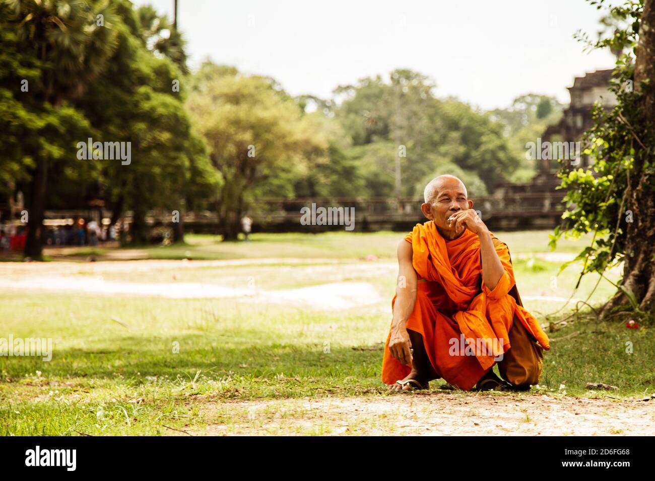 Monk, Angkor Temple Stock Photo