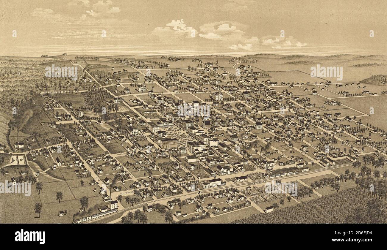 Honey Grove, Texas, Fannin County 1886 city plan from vintage atlas by