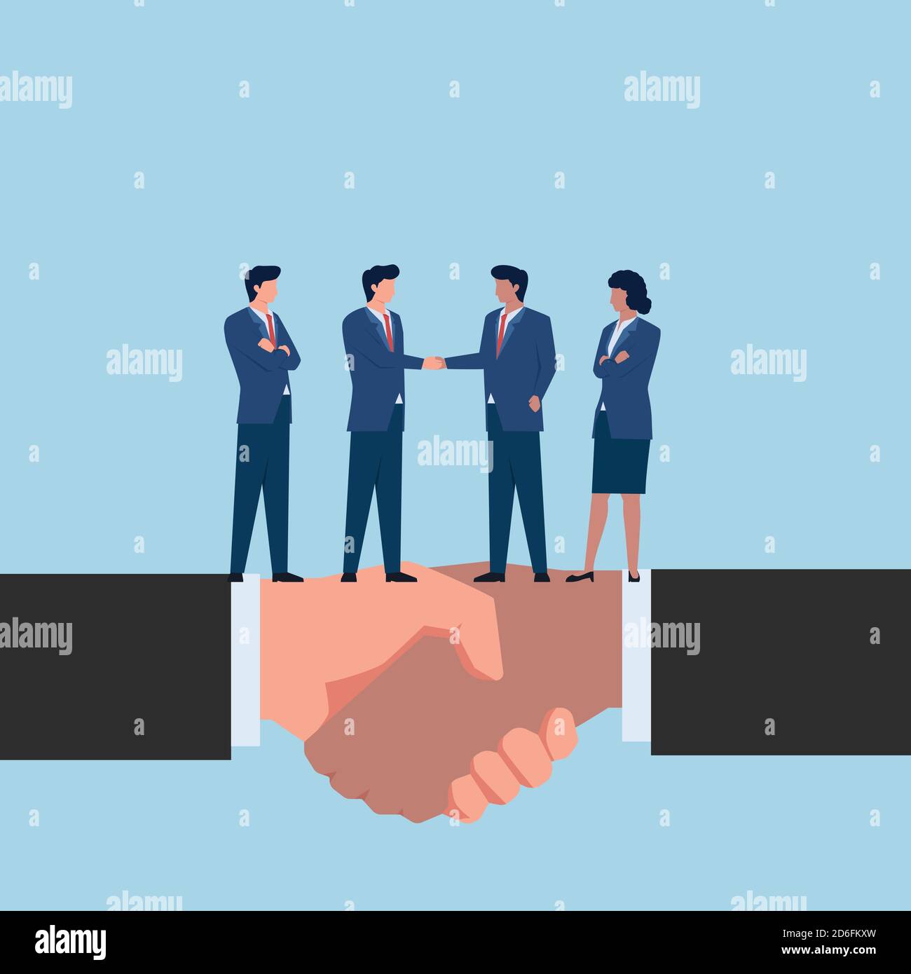 Black and white hands handshake metaphor of human rights and racism. Stock Vector