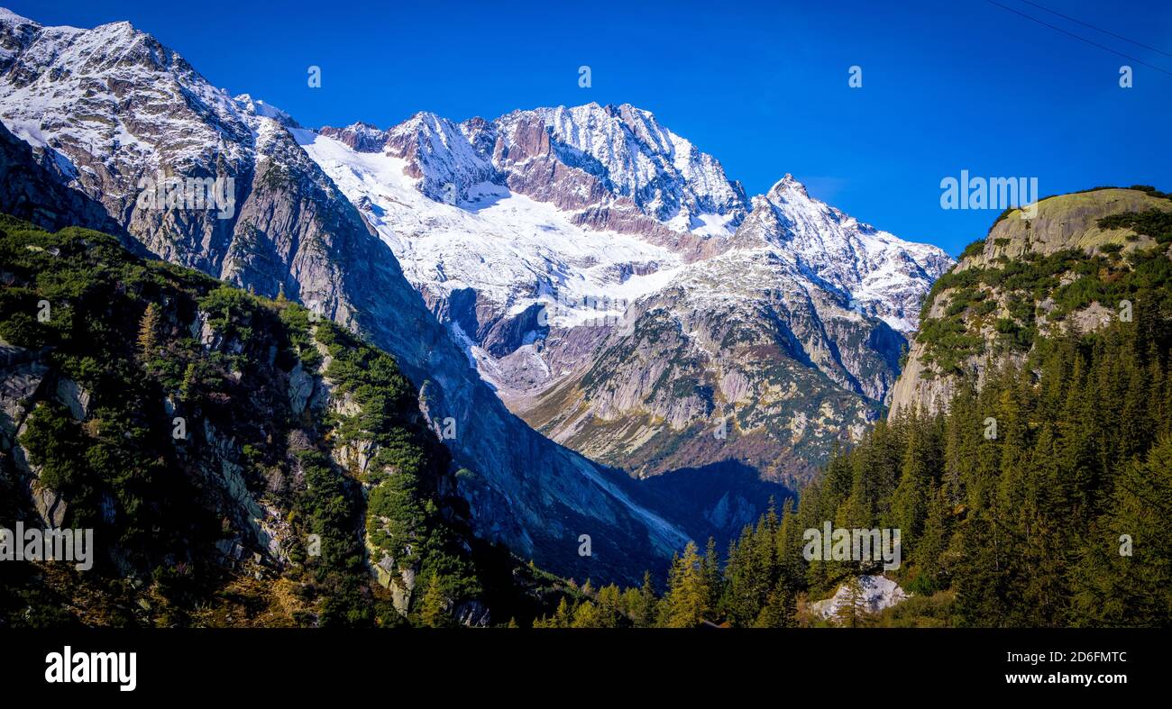 The Swiss Alps - amazing view over the mountains of Switzerland Stock ...