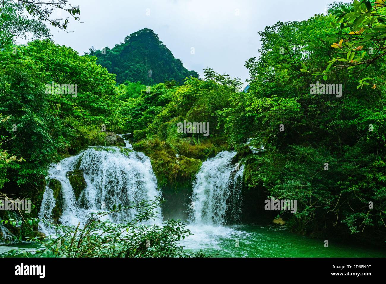 Waterfall scenery in spring Stock Photo