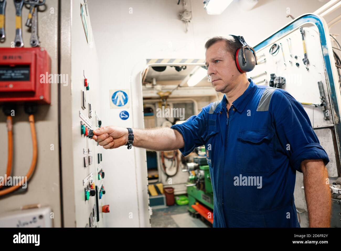 Marine Engineer Officer Controlling Vessel Enginesand Propulsion In 