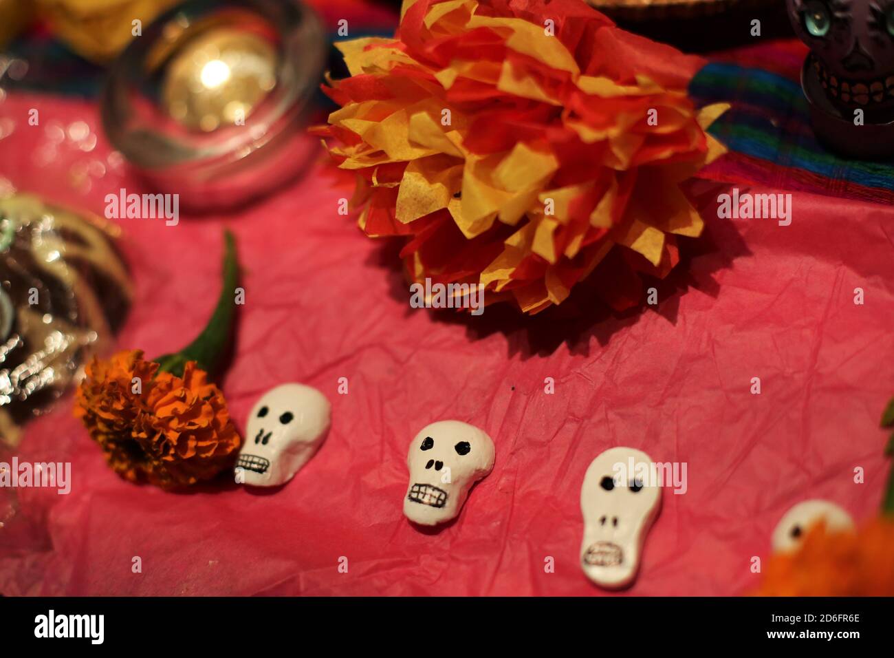 Dia de los Muertos - Day of the Dead - altar details. Stock Photo
