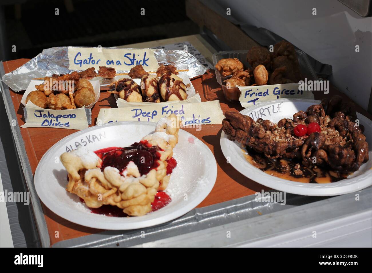 A selection of foods available at the Steele County Fair in Minnesota. Stock Photo