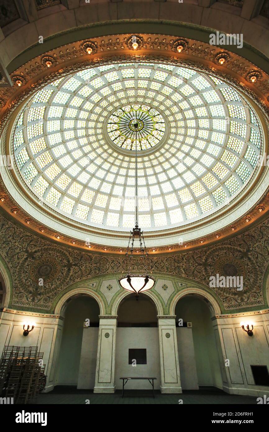 The Tiffany Glass Dome At The Chicago Cultural Center In Chicago 