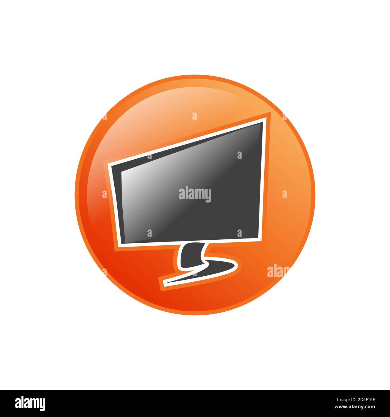 orange creative screen computer on circle for pc repair logo vector