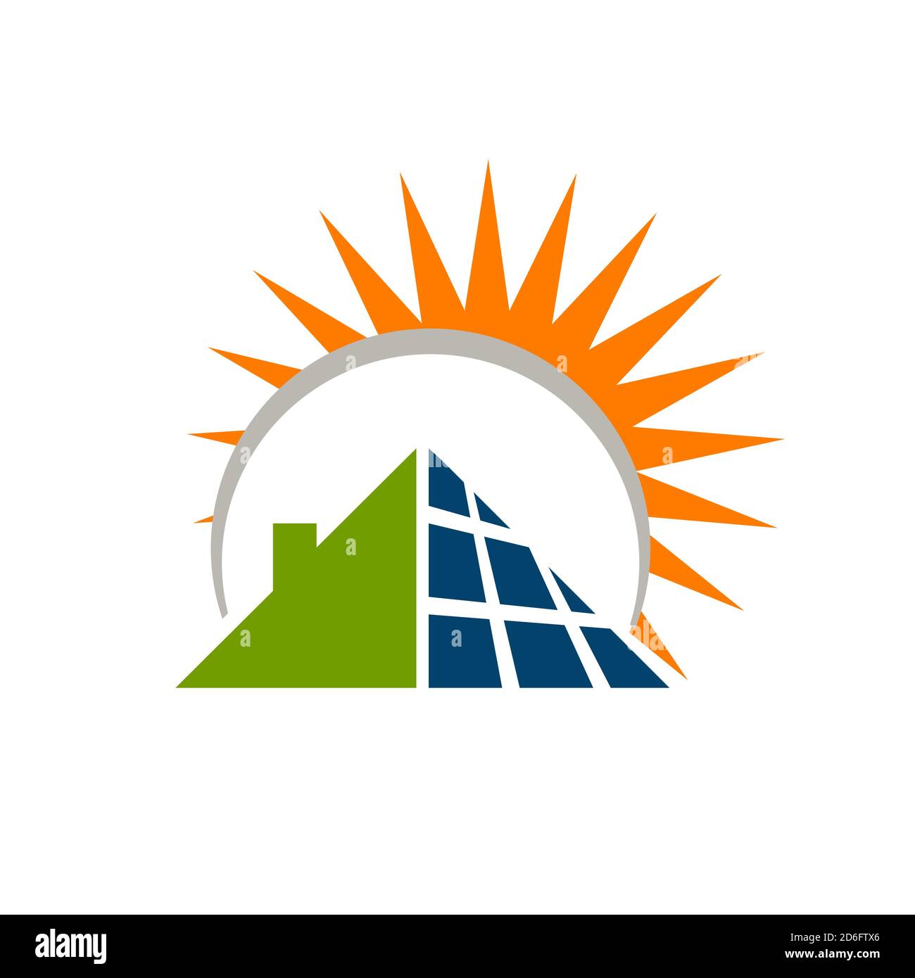 Sun Energy Solar panels logo house and template for green power and natural electricity Stock Vector