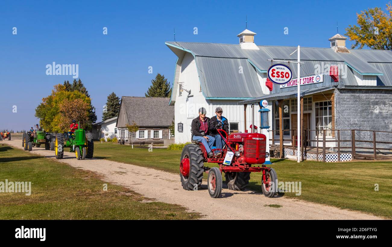 Visit the villages, Tractor Trek , a fund raising event for the Eden Foundation near Winkler, Manitoba, Canada. Stock Photo