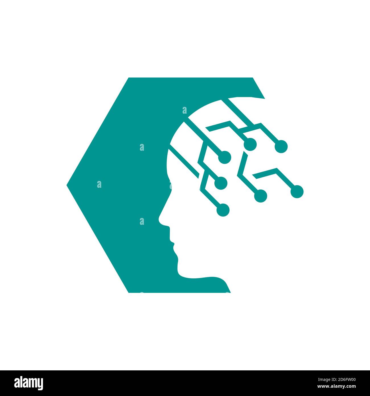 machine learning logo design vector illustrations brain ai technology human template Stock Vector