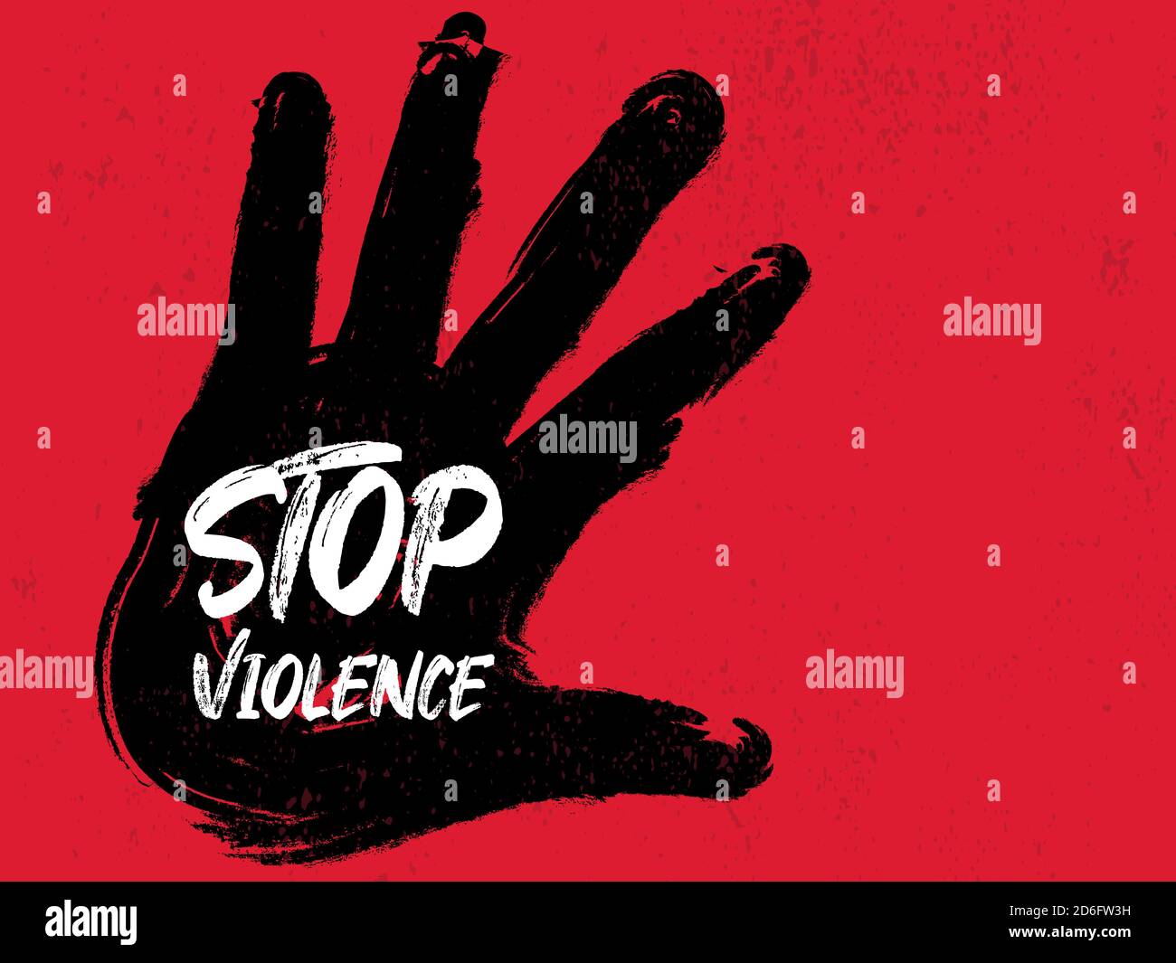 Stop violence grunge vector. Hand sign with hand draw paint brush. Stock Vector