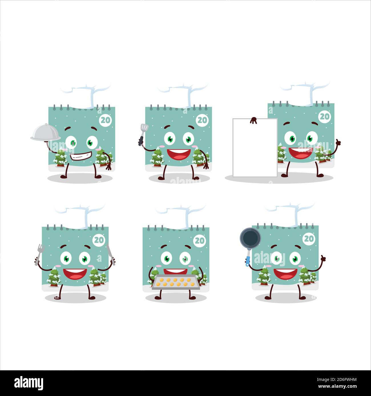 Cartoon character of 20th december calendar with various chef emoticons  Stock Vector Image & Art - Alamy