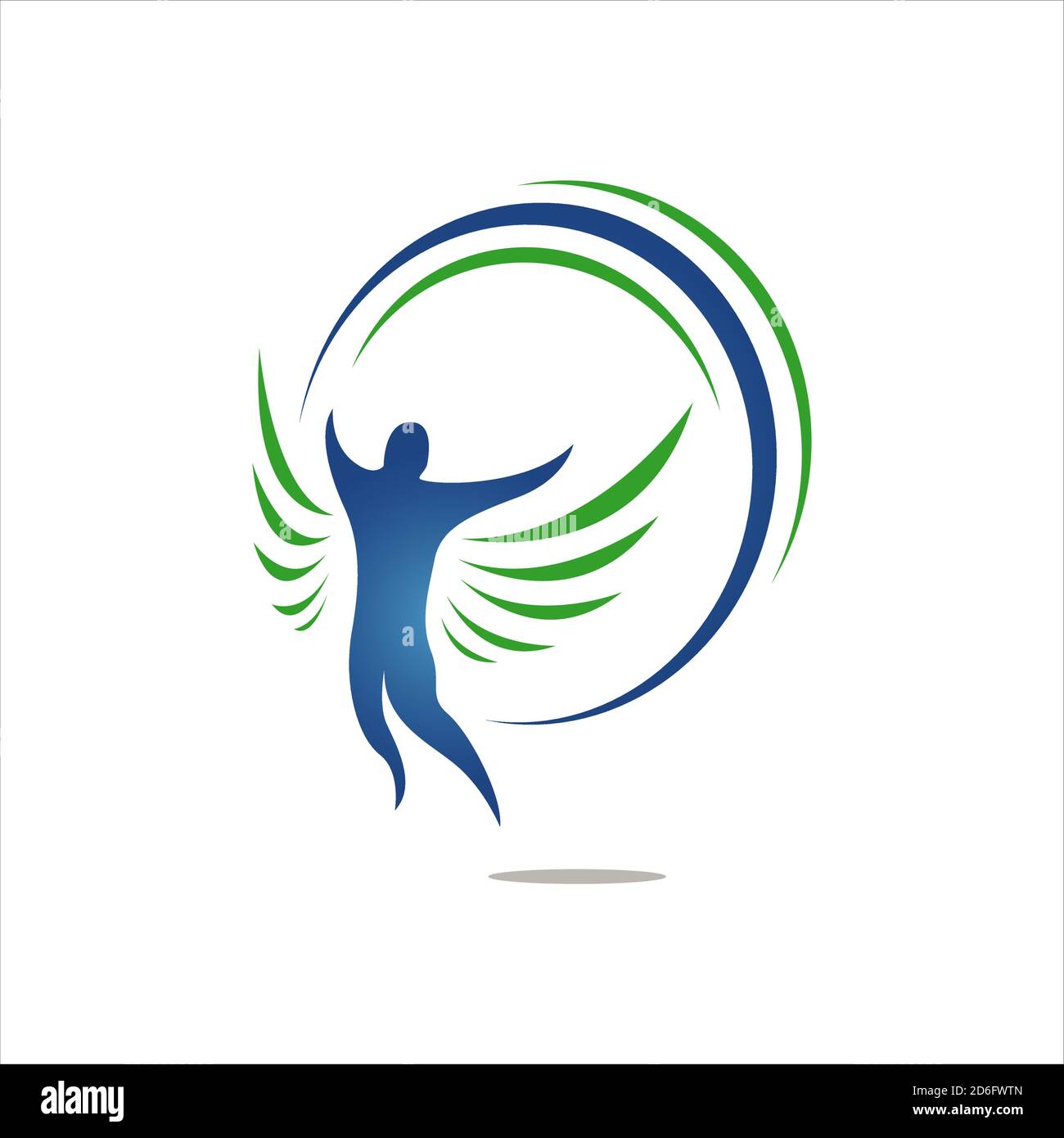 man flying with his wings freedom logo design vector illustration Stock Vector
