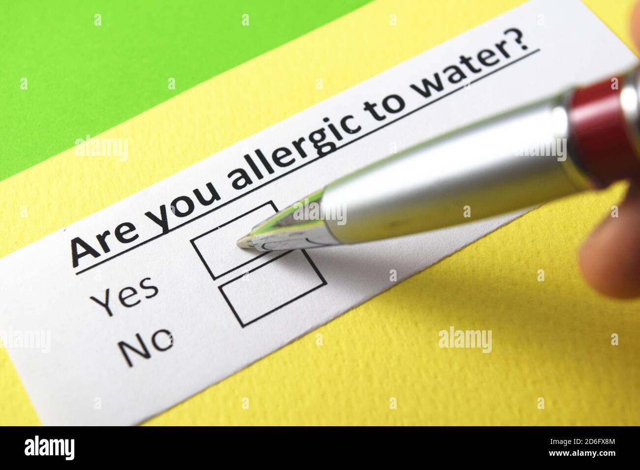 Are you allergic to water? yes or no Stock Photo Alamy