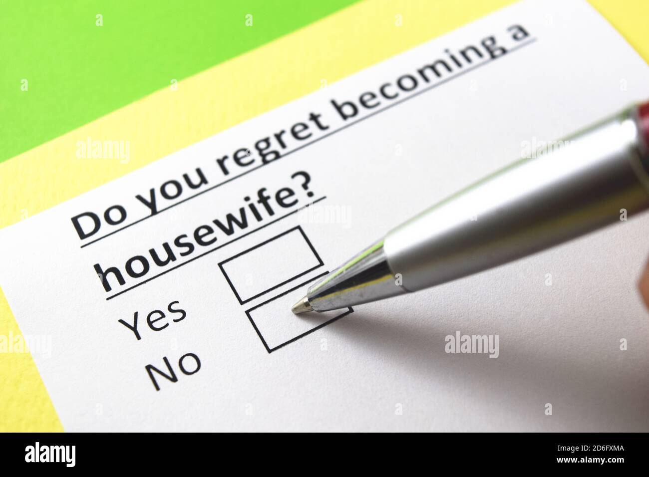Do you regret a housewife? Yes or no Stock Photo Alamy